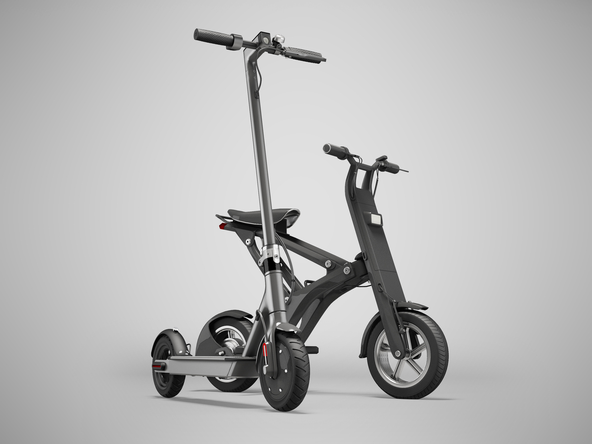 Un patinete y bicicleta eléctricos.